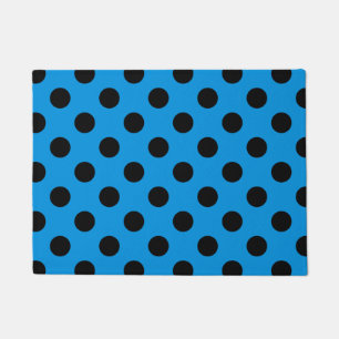 Felpudo Pos de polka negro sobre azul cielo