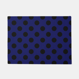 Felpudo Pos de polka negro sobre azul marino