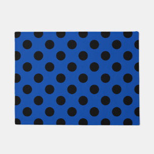 Felpudo Pos de polka negro sobre azul real