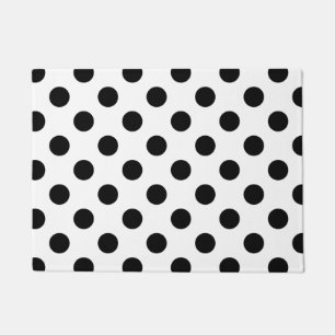 Felpudo Pos de polka negro sobre blanco
