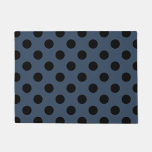Felpudo Pos de polka negro sobre gris-azul