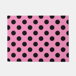 Felpudo Pos de polka negro sobre rosa