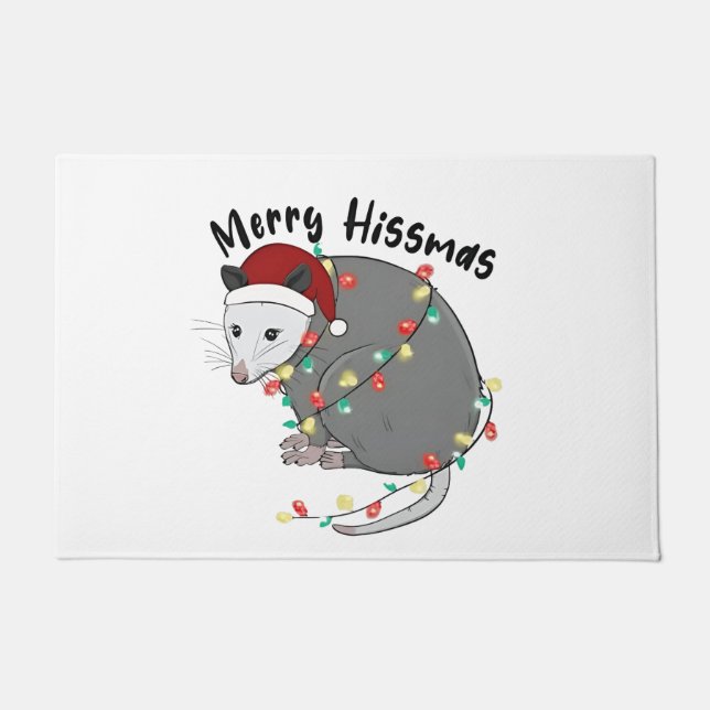 Felpudo Possum Eat Trash Christmas Lights Merry Hissmass (Anverso)