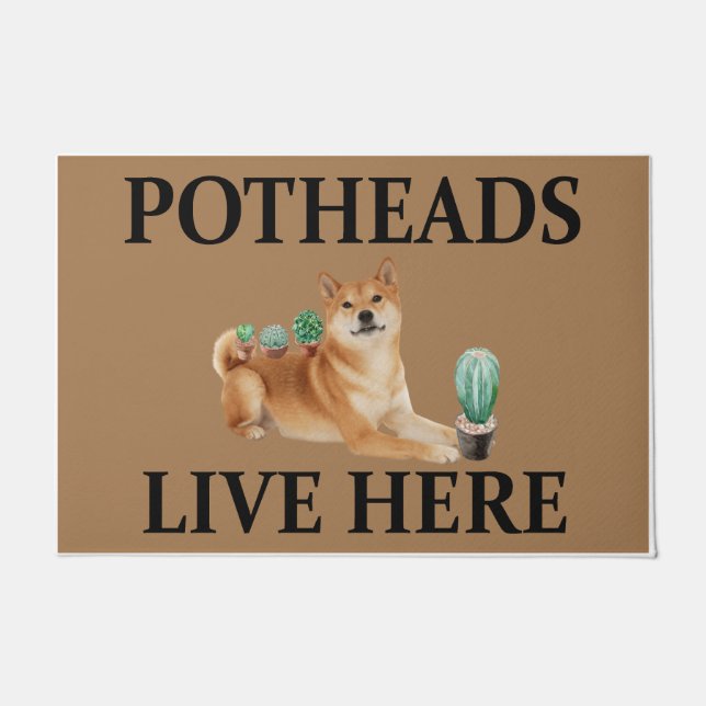 Felpudo Potheads Live Here, Dog Gift Lover Akita (Anverso)