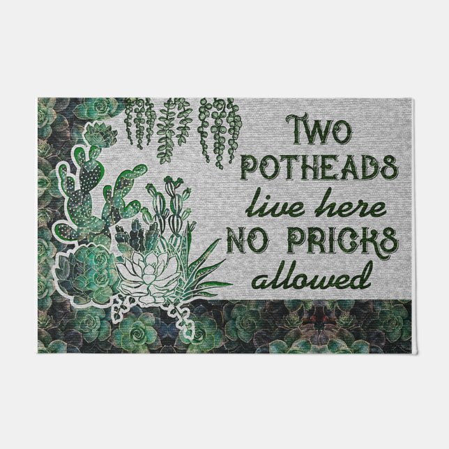 Felpudo Potheads Live Here Doormat, Gardening Lovers (Anverso)