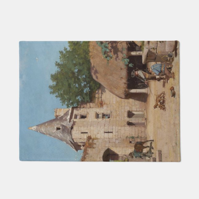 Felpudo Prepararse para la caza (escena medieval) (Anverso)