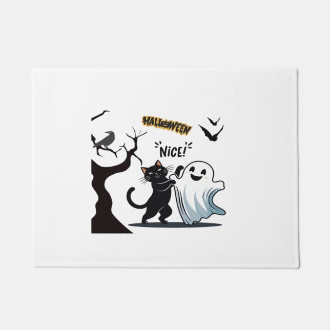 Felpudo Prepárate para una fiesta de Halloween Nice espelu (Anverso)