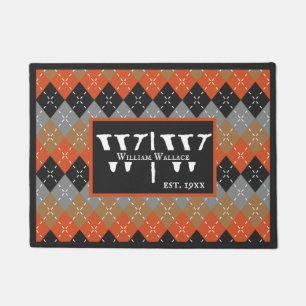 Felpudo Preppy Argyle Naranja Gray Argyle Personalizado