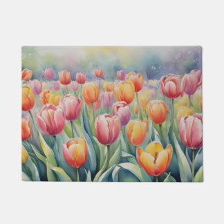 Felpudo Pretty spring tulips