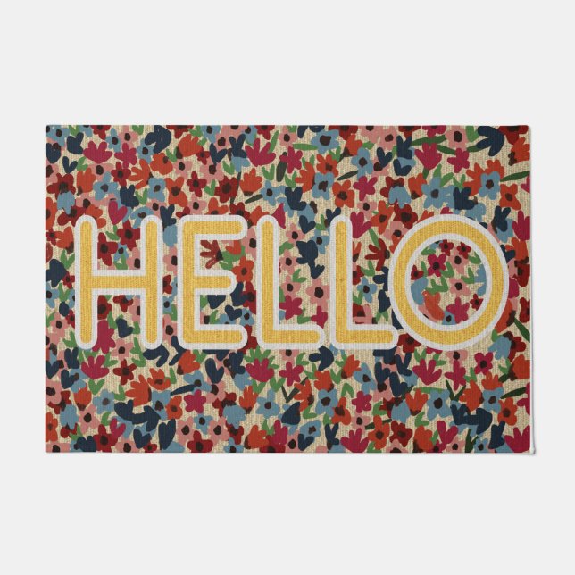 Felpudo Primavera Flores Doormat, Hola Hogar  (Anverso)