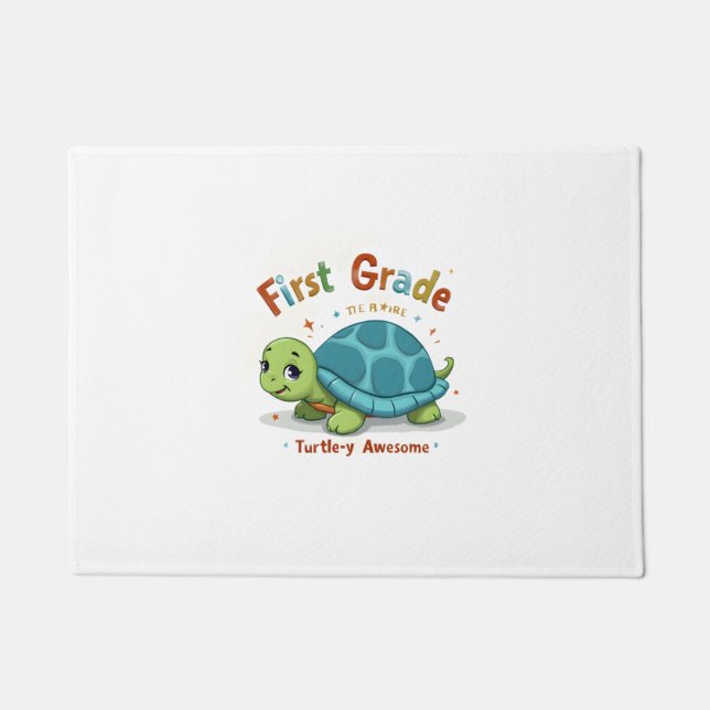 Felpudo Primera clase de tortuga y asombroso primer grado  (Anverso)