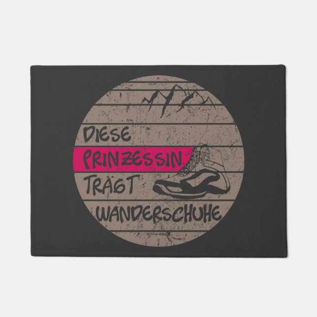 Felpudo Prinzessin trägt Wanderschuhe, Sonnenuntergang (Anverso)