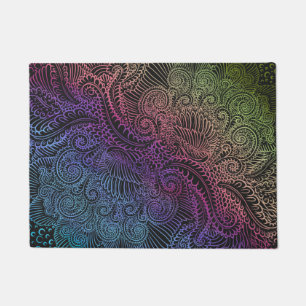 Felpudo Prismatic Swirl Arte de plumas fractales arcoiri