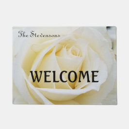 Felpudo Pristina foto de cierre de rosa blanca