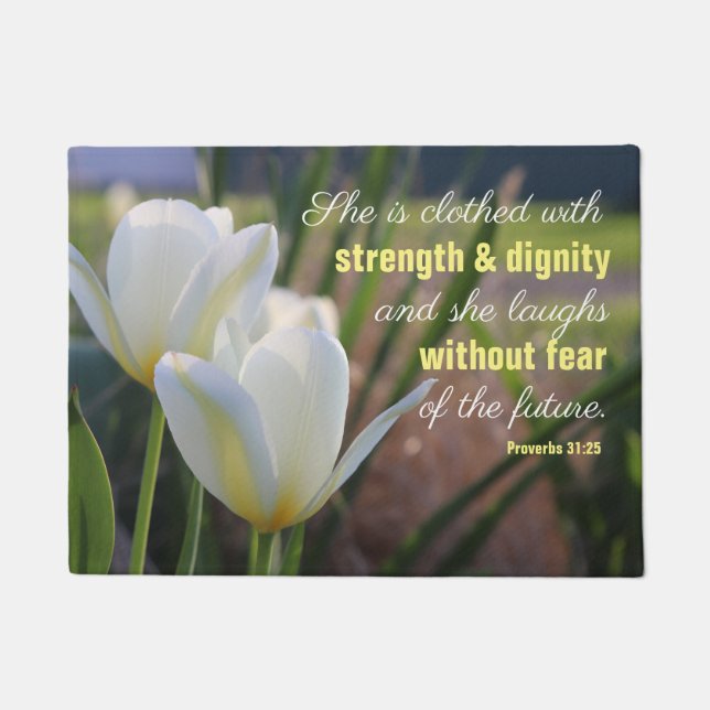 Felpudo Proverbios 31:25 Floral (Anverso)