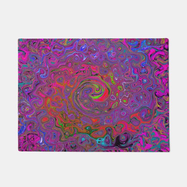 Felpudo Psicodelia Groovy Magenta Retro Bañón Líquido (Anverso)