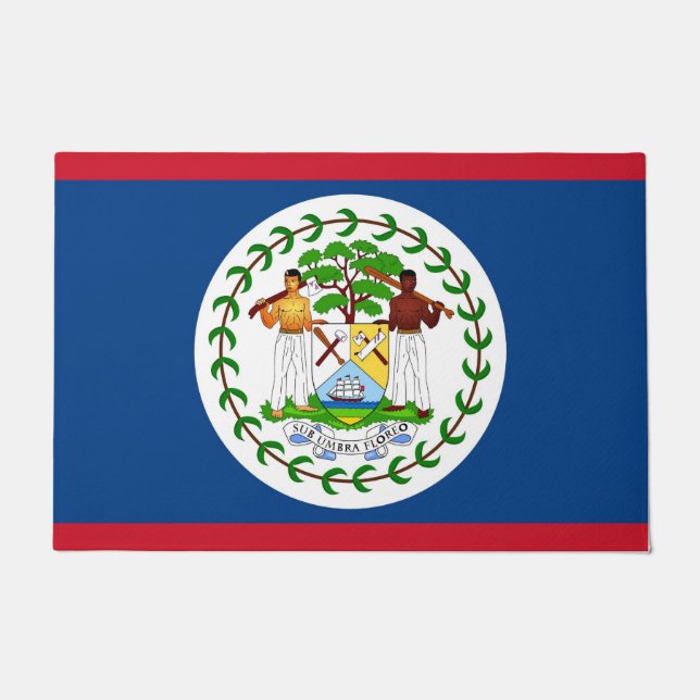 Felpudo Puerta con bandera de Belice (Anverso)
