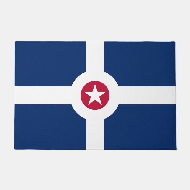Felpudo Puerta con bandera de la ciudad de Indianápolis (Anverso)