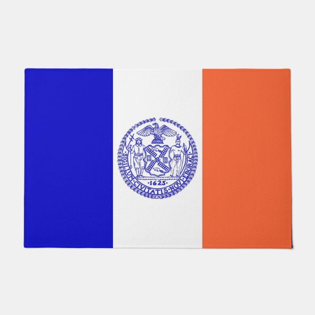 Felpudo Puerta con bandera de Nueva York, Estados Unidos (Anverso)