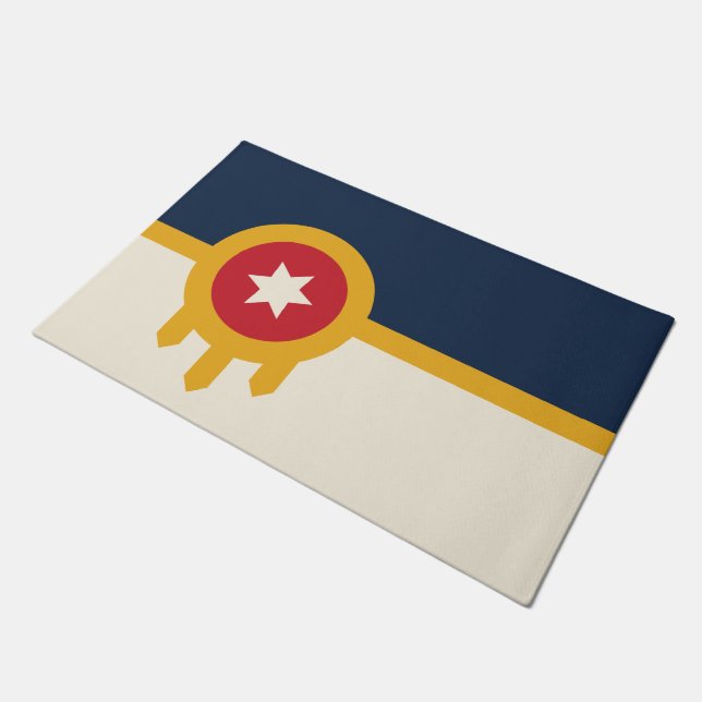 Felpudo Puerta con bandera de Tulsa, Oklahoma (Angular)