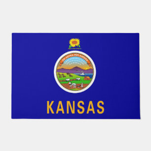 Felpudo Puerta con bandera del estado de Kansas, Estados U