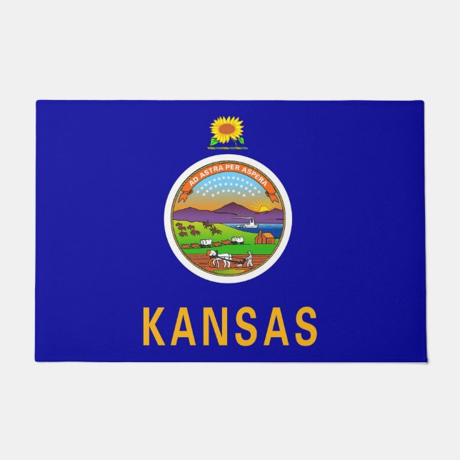 Felpudo Puerta con bandera del estado de Kansas, Estados U (Anverso)