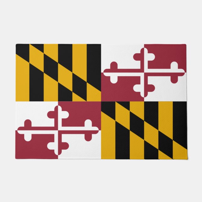 Felpudo Puerta con bandera del estado de Maryland, EE.UU. (Anverso)