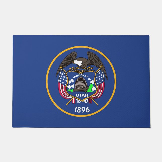 Felpudo Puerta con bandera del estado de Utah, Estados Uni (Anverso)