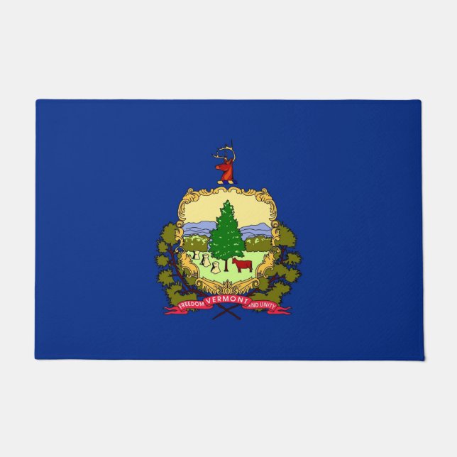 Felpudo Puerta con bandera del estado de Vermont, Estados  (Anverso)