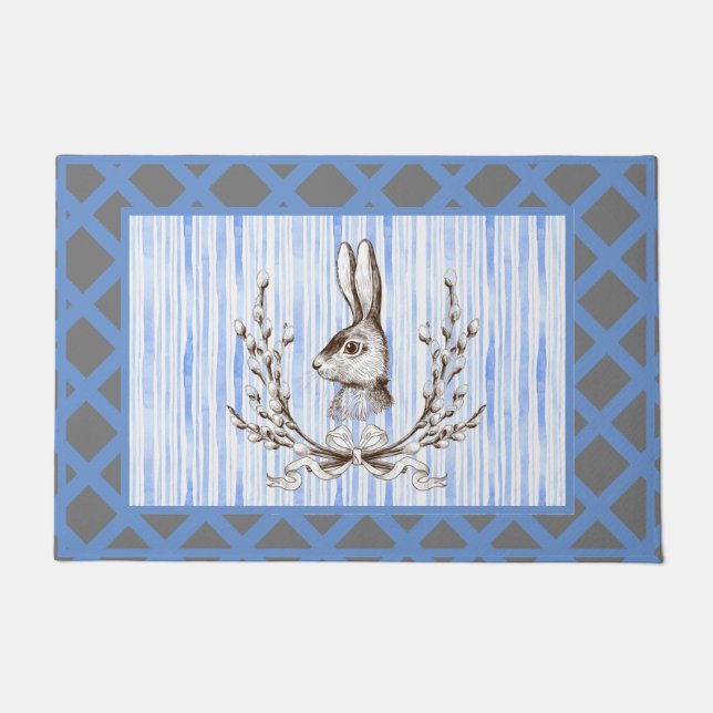 Felpudo Puerta de campo de conejo azul Bunny Cotton French (Anverso)