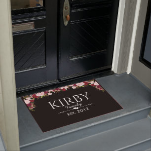 Felpudo Puerta floral de tonos rosados Matt personalizada