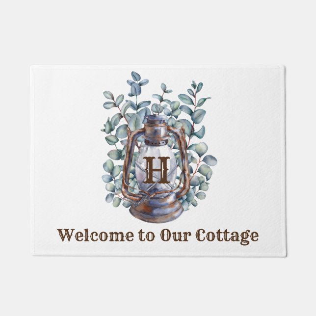 Felpudo Puerta Mat bienvenida a nuestra cabaña (Anverso)