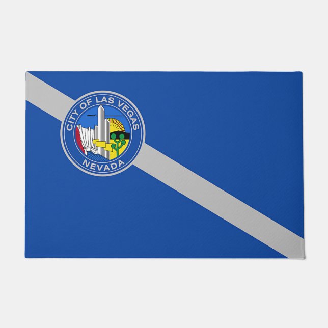 Felpudo Puerta Mat con bandera de Las Vegas City (Anverso)