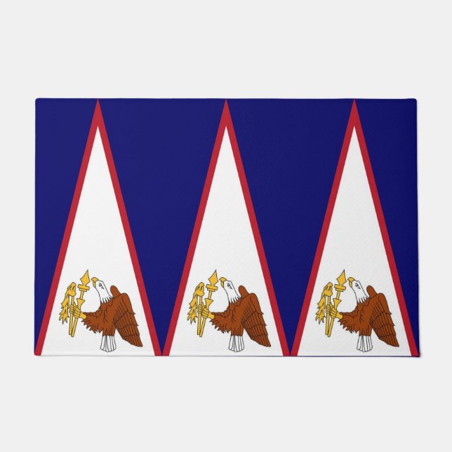 Felpudo Puerta Mat con bandera de Samoa Americana, Estados (Anverso)