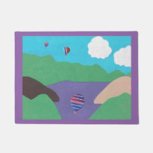 Puerta Mat con la escena de montaña y lago