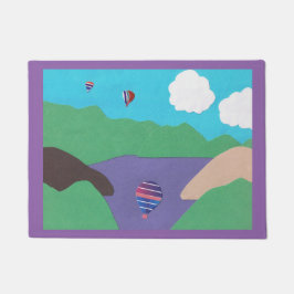 Felpudo Puerta Mat con la escena de montaña y lago