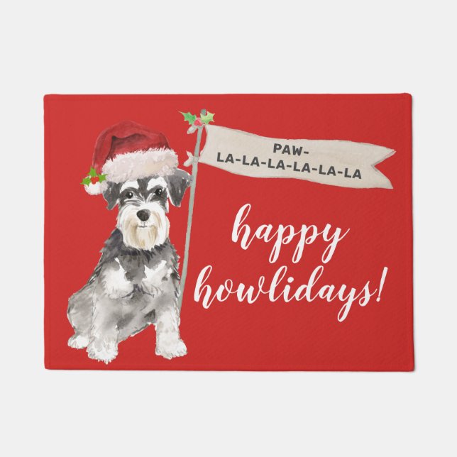 Felpudo Puerta Mat de los Navidades de perro de Schnauzer  (Anverso)