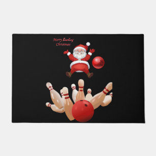 Felpudo Puerta Mat de los navidades, Santa Bowling