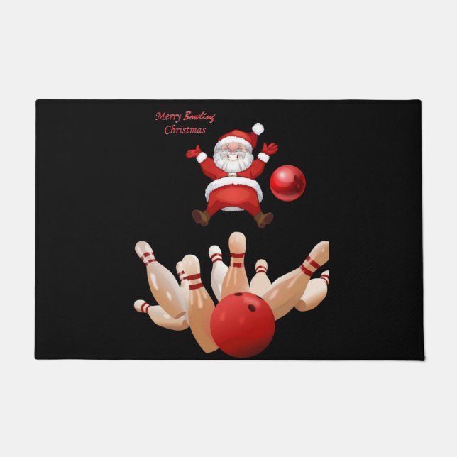 Felpudo Puerta Mat de los navidades, Santa Bowling (Anverso)
