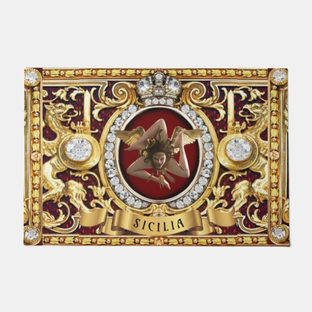Felpudo Puerta Mat de Sicilia Medusa Trinacria (Anverso)