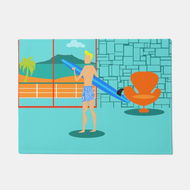 Felpudo Puerta Mat Retro Surfer Dude (Anverso)