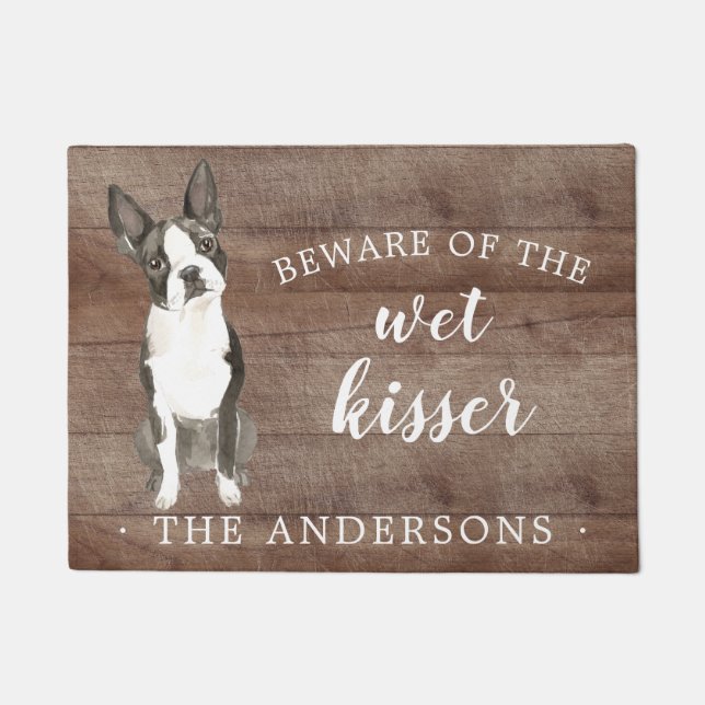 Felpudo Puerta personalizada del perro del terror de Bosto (Anverso)