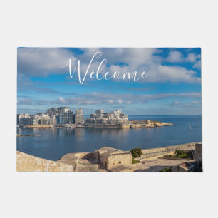 Felpudo Puerto de Sliema y rascacielos de Malta