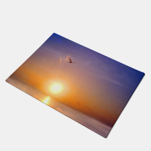 Felpudo Puesta de sol oceánica de gaviota