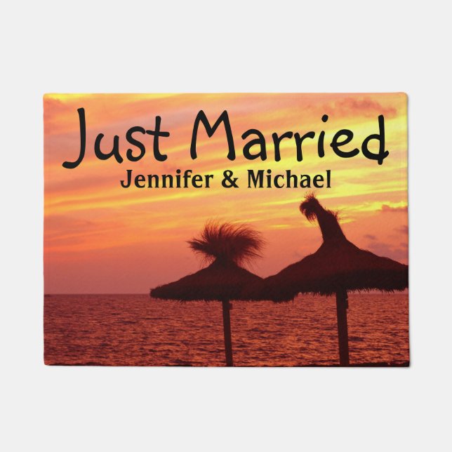 Felpudo Puesta del sol romántica en el mar - apenas (Anverso)