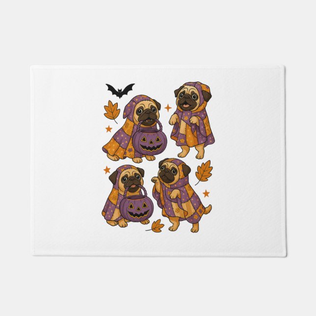Felpudo Pug Dog Ghost Halloween Spooky (Anverso)