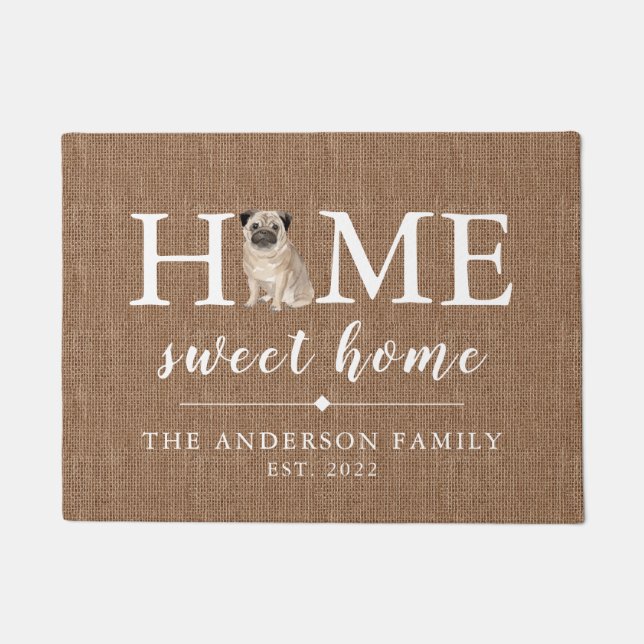 Felpudo Pug Home Sweet Home Doormat (Anverso)