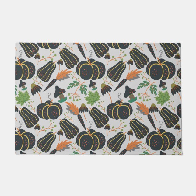 Felpudo Pumpkin seamless pattern carrot black and white (Anverso)
