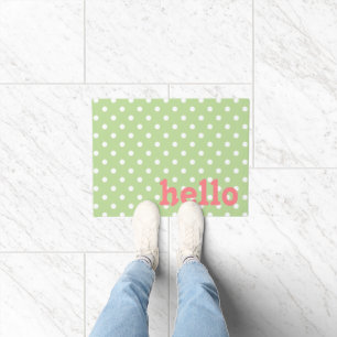 Felpudo Punto de Polka Blanco y Rosa de Coral Verde Mint