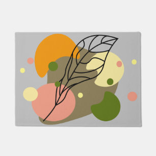 Felpudo Puntos abstractos interesantes con hojas